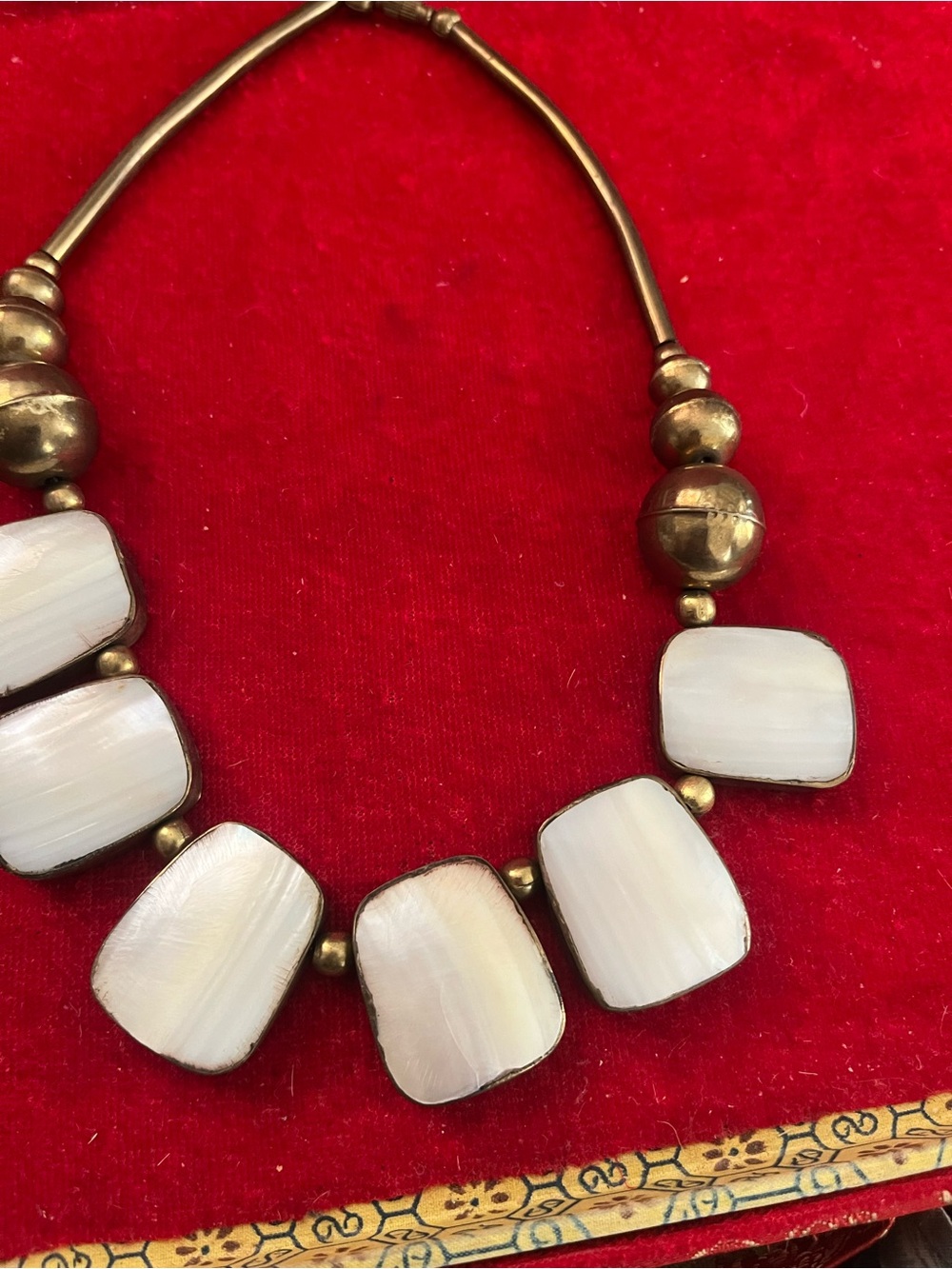 Agate and brass vintage necklace